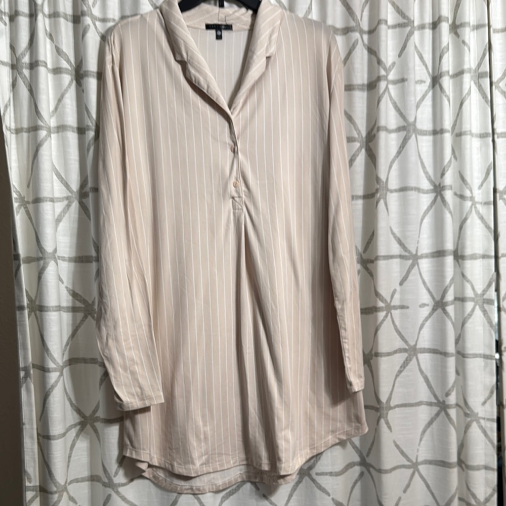 Chic Beige Striped Button Down Shirt